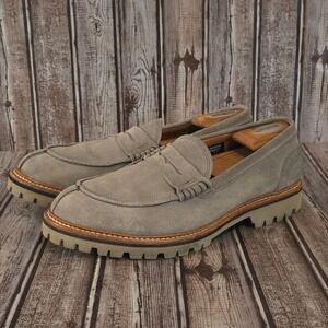Sz 10.5 3E Allen Edmonds Freeport Grey Waterproof Suede Lug Sole Loafers Shoes